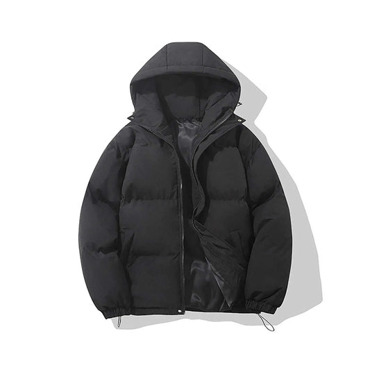 Fitted Black Puffer Jacket (Hooded)